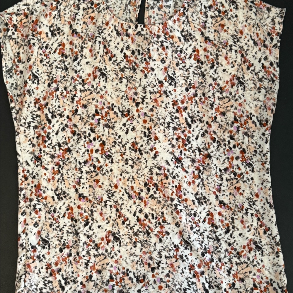 Halogen Brown and Tan Cap Sleeve Blouse